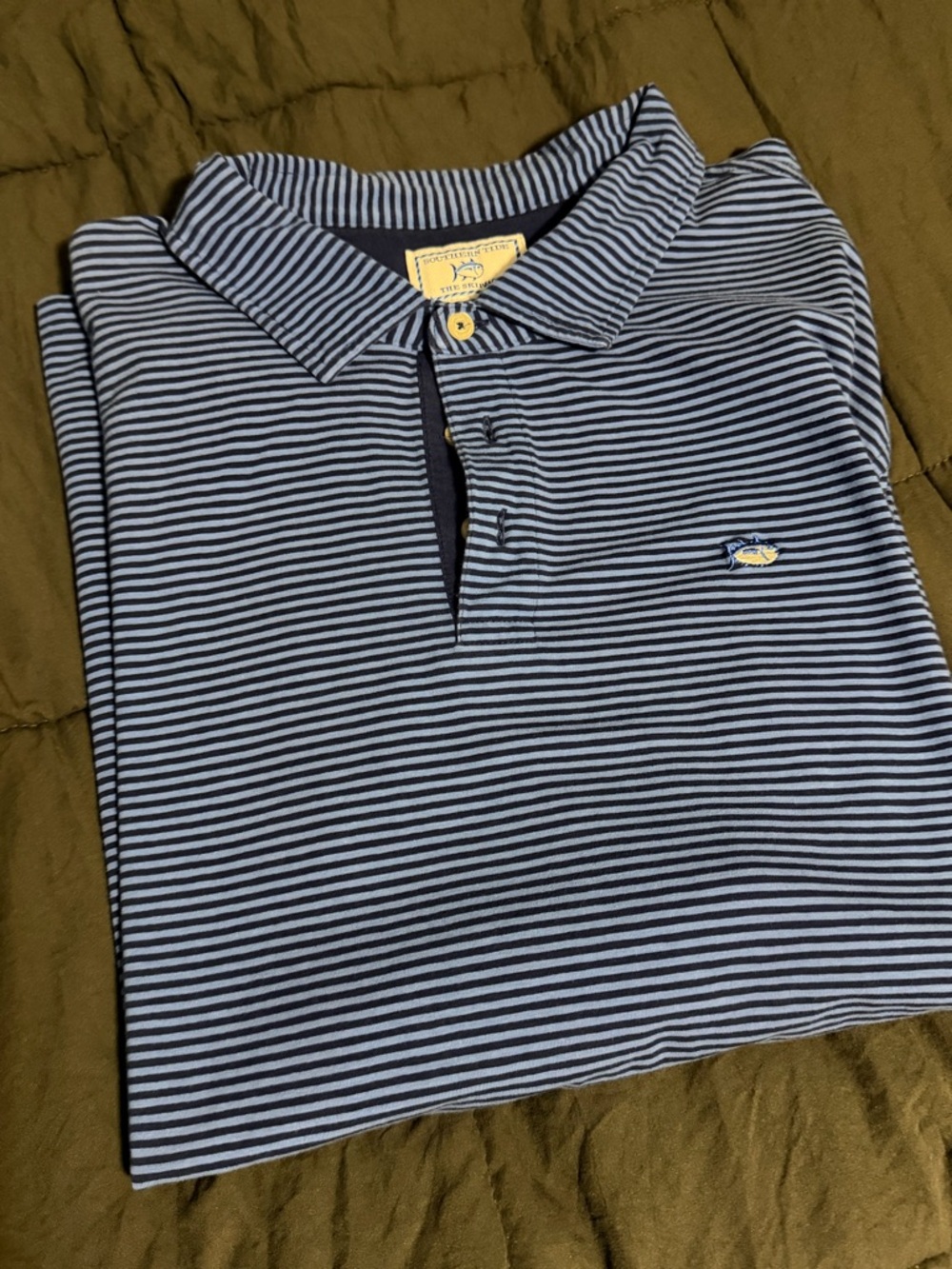 Southern Tide Striped Polo in Navy & Light Blue